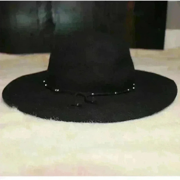 CALLANAN MILLINERY Black Wool Felt Hat Slouchy Boho Metallic Beads Women Small - Picture 4 of 6